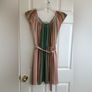 LC Lauren Conrad Green and Orange Striped Dress